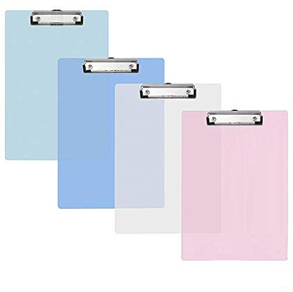 XLKJ 4 Pièces Porte Bloc A5, Planchettes à Pince et Porte-formulaires Porte Document Bloc avec Pince en Plastique pour Papier d'écriture Memo des Dossiers