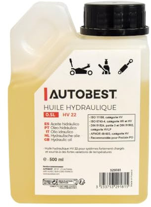 Autobest Huile hydraulique pour cric - Huile Presse hydraulique - Huile grues d'atelier - HV22 - Bidon 0.5 L