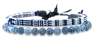 Made by Nami 2-Pack Surfararmband för Dam & Herr – 100% Vattentåliga & Handgjorda – Bohemiskt Tygarmband med Pärlor – Sommar Smycken