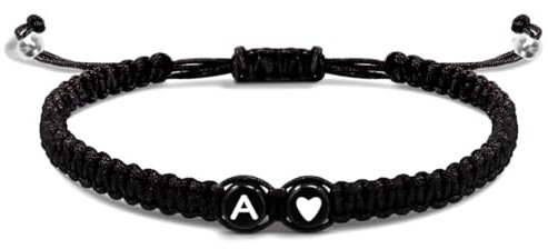 [2er Set] Armband mit Buchstaben und Herz für Pärchen | 2 Stück Partnerarmband Geflochtenes Band | Freundschaftsarmband Geschenk Paar für Frauen und Männer