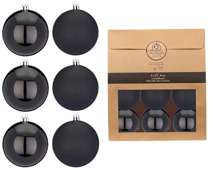 Kunststoff Weihnachtskugeln | Set mit 13 Kugeln 6cm | Christbaumschmuck Weihnachtsschmuck bruchfest (schwarz)
