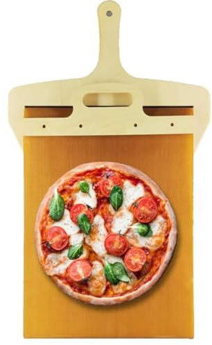 AENZA Skjutpizzaspade, glidande pizzaspade, glidande pizzaskiva med självhäftande beläggning och handtag non-stick, med handtag, disksäker