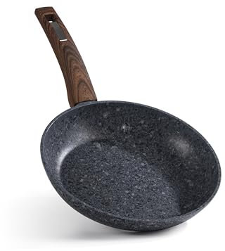 HOUSZY Non-Stick Frying Pan for Induction Hobs –24cm- Non-Stick Granite Coating Skillet with Bakelite Handle, Scratch-Resistant, Less Oil Cooking