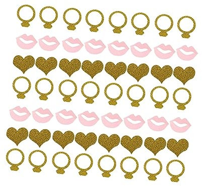 TOPBATHY 3paquetes Confeti Decorativo Para Bodas Corazones y Anillos De Labios Para Decoración De Fiestas y Eventos Especiales