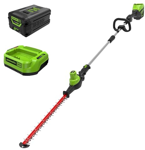 Greenworks 60V 20 Brushless Cordless Battery Powered Pole Hedge Trimmer, 2.0Ah Battery and Charger Included