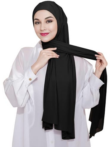 XEPST Hijab instantáneo para Mujer, Hijab Islámico Musulmán de Gasa con Lazo en la Espalda Hijab Undercap Hijab Instantáneo Listo para Usar Pañuelo Turbante Bufanda Hijab para Mujer, Negro