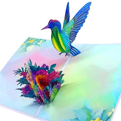 SANGFUN 3D-Grußkarten Kolibri Geburtstag Dankeschön-Karten, Happy Birthday-Karten, Muttertagskarten, Vatertagskarten, Jahrestagskarten, Valentinstagskarten, Dankeschön-Karten