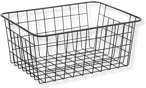 PARENCE.- Cesta de almacenamiento de metal - Organizador rectangular 32x25x14 cm - Cesta de almacenamiento multiusos para baño, oficina, cocina y decoración - Acabado mate
