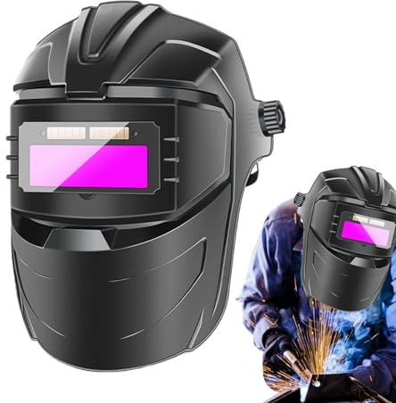 laxreheye Casque de soudure avec obscurcissement automatique, casque de soudage anti-éblouissement, coque réglable portable, visière anti-buée pour réparation automobile et traitement des métaux