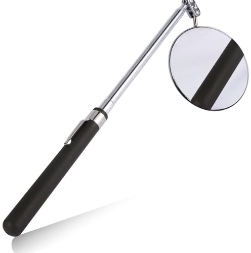 Specchietto per ispezione automobilistico Specchio di Ispezione di Ispezione Telescopico Inossidabile Specchio di Ispezione Rotante per Utensili Manuali per Ispezione Auto,Nero,Diametro specchio 8cm