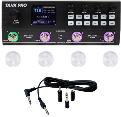 M-VAVE TANK-PRO Multi Effects Guitar Pedal, Multi Effects Processor, Amp Modeler, Drum Machine Pedal & Guitar Looper Pedal, Guitar Pedal with Footswitch Topper and Audio Cable (Black)