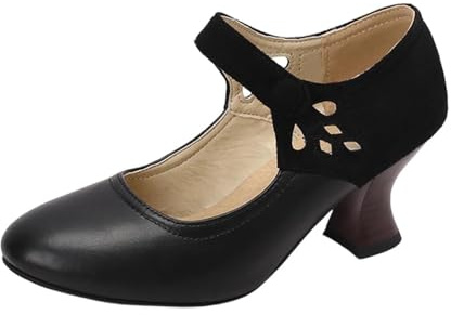 Women's Sandals Mary Jane 2026 Traditional Dirndl Oktoberfest Shoes Vintage Closed Round Toe Pumps Office Comfortable Dressy Low Block Heels Work Shoes High Heels Wedding Shoes, black, 8.5 UK