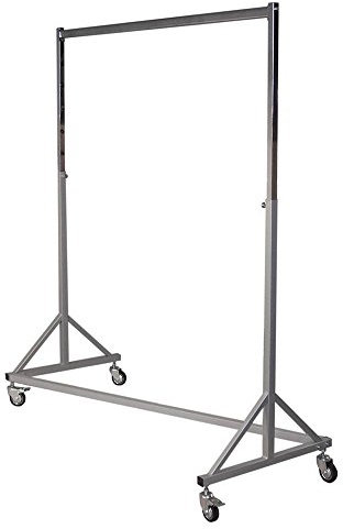 GERSO Profi Industrie sehr stabiler Kleiderständer auf Rollen höhenverstellbar bis 205cm mit 150kg Tragkraft sehr belastbar Metall verchromt Premium