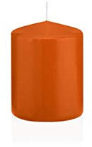 INNA-Glas Candela votiva/Candela a Colonna Maeva, Arancione, 8cm, Ø6cm, 29h - Made in Germany - Candela di Cera/Candela Decorativa