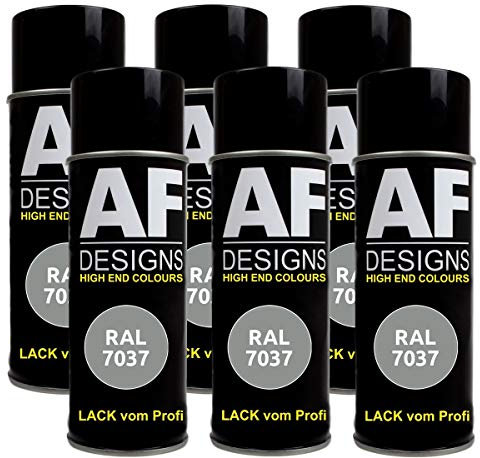 Alex Flittner Designs 6X Ral Pintura en Espray Pintura Coche Laca Colorida Lata de Aerosol RAL7037 Polvo Gris Mate