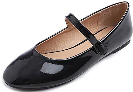 Feversole Women's Mary Jane Fashion，Femmes élégantes Chaussures décontractées Ballerines Fond Mou Confortable Marche Quotidienne Mary Jane Chaussures de Mode Noir Taille 36
