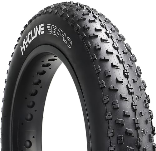 Hycline Fat Bike Replacement Tire: 26x4.0 Inch Puncture Resistant Folding MTB Bicycle Tires, All Terrain High-Density Bike Tires with Street or Trail Riding-Black
