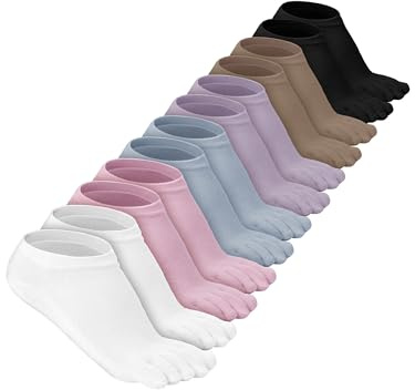Bencailor 6/12/32Pairs Women Toe Socks Five Toe Cotton Socks Ankle Sock with Toes Separated for Women Men Athletic Running(6 Pairs,Sweet Color,5-9)