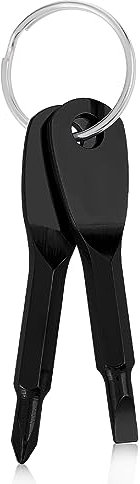 Amaxiu Mini Screwdriver Keychain, 2-Piece Portable Phillips Flathead Screwdriver Tool Multifunctional Repair Driver for Men, Outdoor Use (Black)