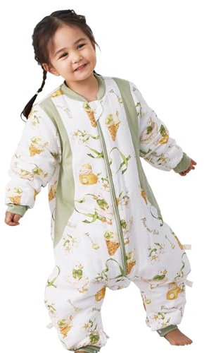 Chilsuessy Sacco nanna invernale con piedi, 2,5 Tog, per tutto l'anno, per bambini, con gambe, per ragazze, pere, gelato, altezza 105-115 cm