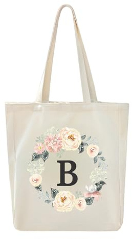 Sac fourre-tout en toile, sac cadeau personnalisé A-Z 26 lettres, sac à provisions écologique réutilisable, sac cadeau, adapté aux vacances à la plage, aux fêtes d'anniversaire de mariage.