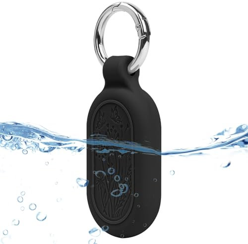 Ainiv Protection en Silicone Compatible avec Samsung Galaxy SmartTag 2, Étui de Protection avec Porte-Clés, Anti-Chute, Anti-Rayures, pour SmartTag 2, pour Colliers d'animaux, Clés, Sacs à Dos - Noir
