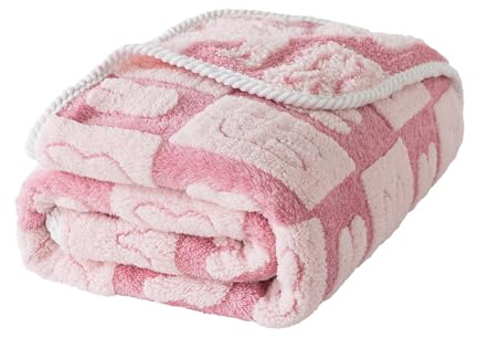 DJDEA Baby Blankets for Newborn Boys and Girls, 75cmX100cm Fluffy Cozy Warm Blanket with Rabbit Pattern Baby Throw Cute Thick Soft Blanket Shower Birthday Newborn's Gift Pink