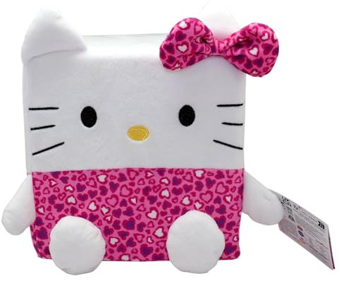 Hello Kitty Cubeez Sweet Leopard 20 cm – Stapelbares Kuscheltier mit weichem Memory-Schaum für EIN squishiges Gefühl, Hello Kitty-Fans und Sammler
