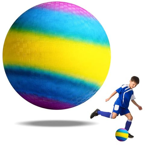 OSDUE PVC Regenbogen Ball,Bouncy Kickball Kinder Spielball Mehrfarbig Orange Fußball Softball für Drinnen und Draußen Hinterhofpark Strandspaß im Freien - ohne luftpumpe geliefert Wird (8,6 Zoll)