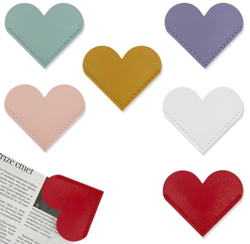 6 Pezzi Segnalibro a Cuore in Pelle Segnalibro per Pagine Angolari Accessori per Libri Segnalibro da Lettura Fatto a Mano Grazioso segnalibro per Bambini Donne Amanti Della Lettura