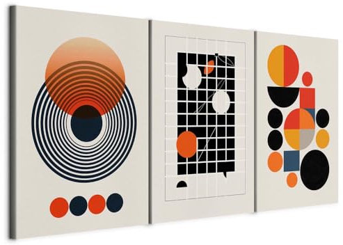 murando - Set di 3 Quadri Fonoassorbenti Decorativi Componibili Bauhaus 60x30 cm (3 pz. 20x30 cm ognuno) - Collage 3 Pezzi - Quadro Moderno - Piccoli Camera Matrimoniale - Astratto a-H-10128-b-a