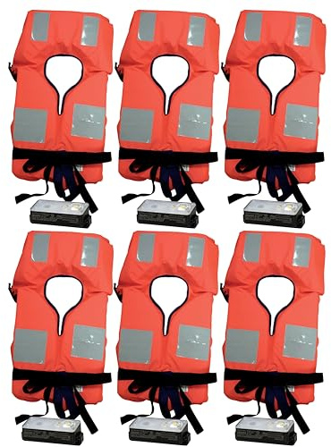 Klovoo Kit Giubbotti di Salvataggio 150N, Set Completo con Luce LED SOLAS, Omologati per Navigazione Oltre 6 Miglia, per Barca e Gommone (2)