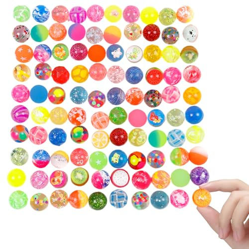 DiiWmme 40pcs 25mm Bouncy Balls for Kids Party, Multi Color High Bounce Rubber Balls, Classroom Rewards, Hand Eye Coordination Toys, Fun Outdoor Games, Mixed Style, Ages 3 Plus