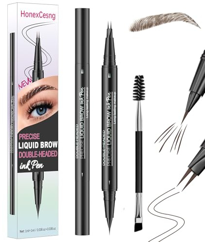 Microblading Augenbrauenstift Wasserfest, Eyebrow Pencil 2-in-1 Dual-Ended, Augenbrauenstift Härchenzeichnung, für Langanhaltend Definierte Brauen, Natürliches Make up (Dunkelbraun)