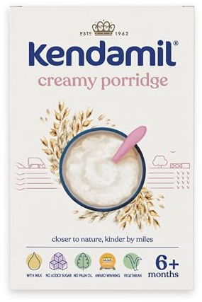 Kendamil Creamy Oat Baby Porridge (6+ Months) – Baby Weaning Porridge – Easy Just Add Water Cereal, No Added Sugar, Vegetarian Friendly – 7x150g (approx. 50 Servings)
