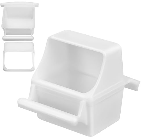 HYTROVE Set di 2 Contenitori per Cibo per Pappagalli in Plastica Bianca Design Trasparente e Antispruzzo per Gabbie di Uccellini Facile da Installare