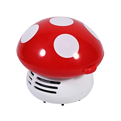 HUSHUI Minidammsugare Söt Svampdesign Kraftfull Dammsopare för Hemmakontor Desktop Tålig PA-material 9 Cm (Röd)