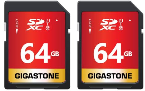 Gigastone 64GB SDXC Memory Card, 2 Pack Premium Series, Transfer Speed Up to 80MB/s for Photos, Videos, Music, Files, Camcorder, Camera, PC, Class 10 U1 UHS-I