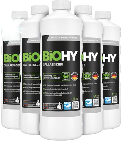 BiOHY Grillrengörare (6 x 1l flaska) | Rengöringsmedel för kol, gas och elektriska grillar Aktivt skum mot bränt fett och olja (Grillreiniger)