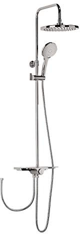 aquaSu® Duschsystem Tima mit Regendusche & Handbrause | Handbrause: 4-strahlig | Kopfbrause: 1-strahlig | mit Ablage | Antikalk | rund | höhenverstellbar | Chrom | 72343 5