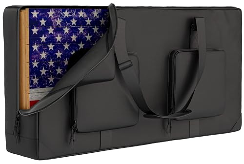 MUCITAGF Cornhole Carrying Case Fits 4' x 2' Regulation Size Board, Heavy-Duty 600D Cornhole Boards Bag with Protective Padded Foam and Extra Pockets for Cornhole Outdoor Games