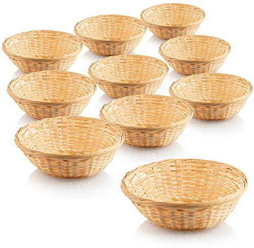 COM-FOUR® 10x Cestino in rafia in colore naturale per la decorazione - Decorazione pasquale - Nido di Pasqua - Cestino per uova, panini e snack (10 pezzi - ovale 8,5 cm)