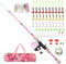 SOUUXIU Angelset für Kinder,Angelset Kinder,1,2 m/1,5 m Angelrute Set Kinder mit Angelschnur,Angelrolle und Köder Set und Tragetasche für Salzwasser und Süßwasser