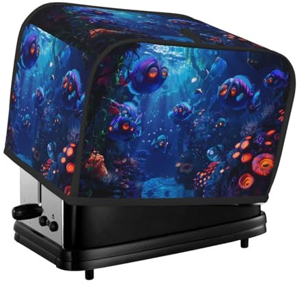 Copertura per tostapane a 2 fette, con tasche per piccoli elettrodomestici da cucina, protezione dalle impronte digitali, lavabile in lavatrice