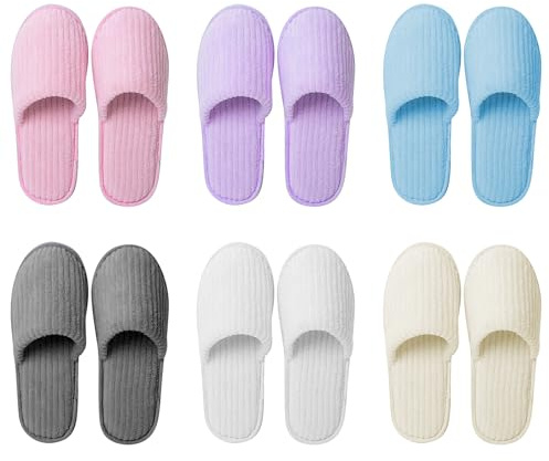 BORDEAG 6 Paires Multi-Couleurs Pantoufles : Absorbant, Chaussons, Confort pour Pantoufles Hôtel, Pantoufles Antidérapantes, für Maison Voyage Accueil Spa