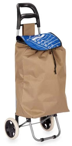 Carrito de Compra Plegable de 2 Ruedas,25 x 36 x 100 cm, Bolsa de Gran Capacidad y Resistente,Carro de la Compra Ligero y Compacto (Marron)