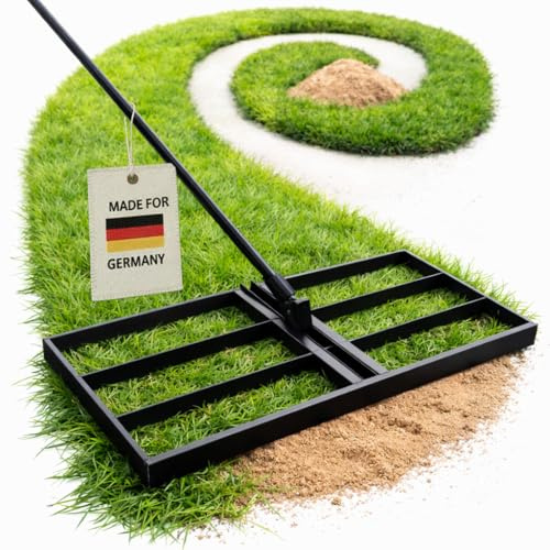 Anwicar gräsmattsnivellerings­kratta i rostfritt stål 60 x 30 cm med 150 cm skaft – robust nivelleringskratta för jämn skötsel av gräsmattan – rakelnivellerings­kratta för sand och gräsmattejämnare