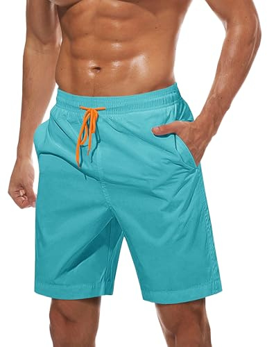 TACVASEN Swim Trunks Men Quick Dry Beach Shorts with Pockets Summer Water Sports Shorts Mens Board Surf Shorts Surfing Boardshorts Sky Blue