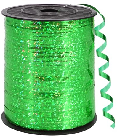 BEISHIDA 500 Yards Green Curling Ribbon Shiny Metallic Balloon String Roll Christmas Decoration Gift Wrapping Ribbon Christmas Decorationfor Party Festival Art Craft Decor Florist Flowers Decoration