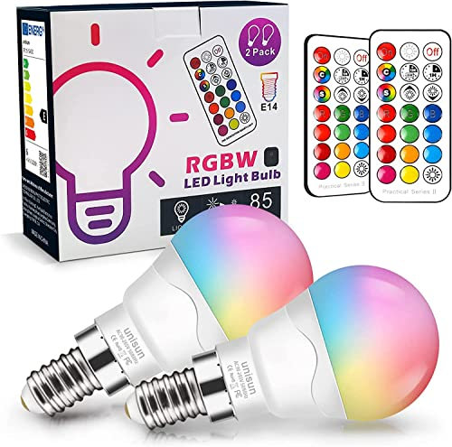 Unisun LED E14 Glühbirne 6W (40W Äquivalent) - RGB Farbwechsel & Dimmbarer, Edison-Schraubsockel - Stimmungsbeleuchtung mit Fernbedienung für Zuhause, Bar, Partys, KTV